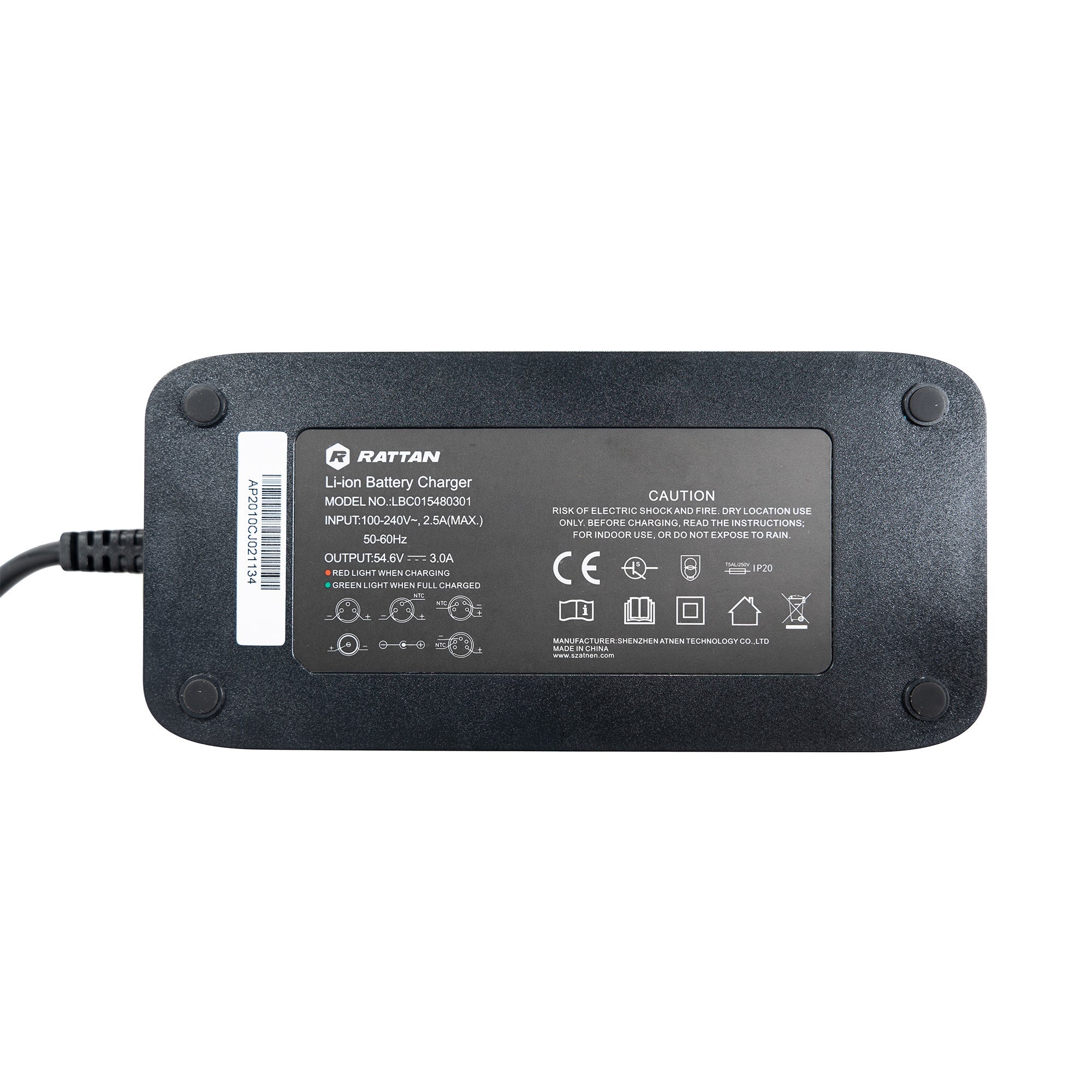 Rattan LM/LF Battery Charger 48V 2A (With 3-pin plug connector)